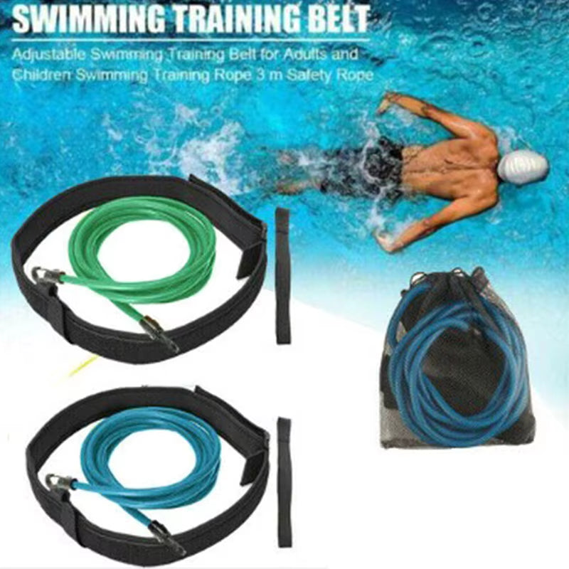 Swimming Training Latex Tubes Safety Rope Swim Training Resistance Elastic Belt Adjustable Swimming Pool Exerciser